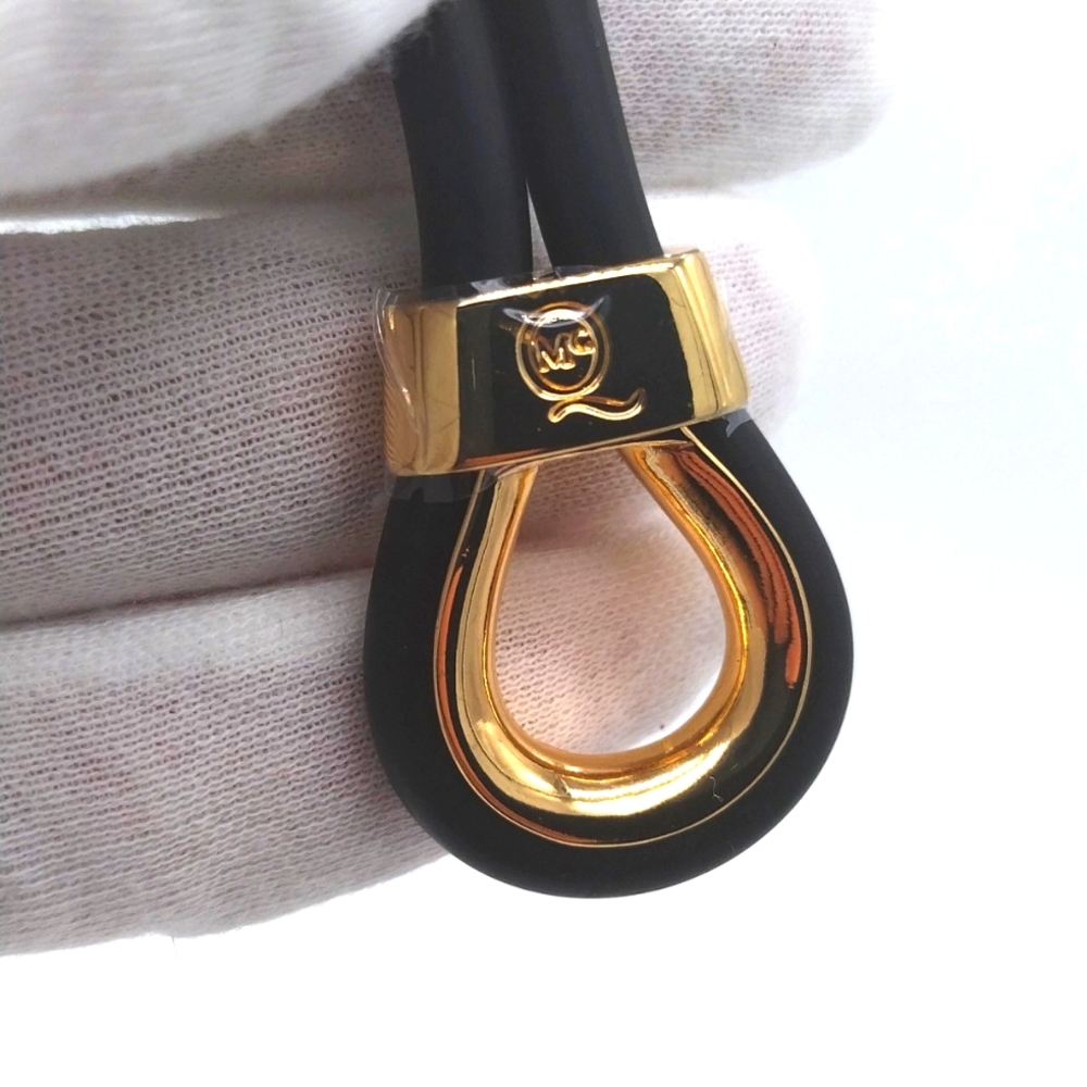 Alexander McQueen Double Layered Black and Gold Rubber Corded Bracelet - Picture 7 of 8